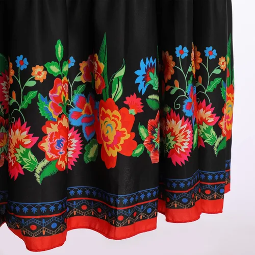 Vista 6 de Vestidos largos para mujer, diseño floral mexicano, estilo étnico, Cinco de Mayo, para fiesta