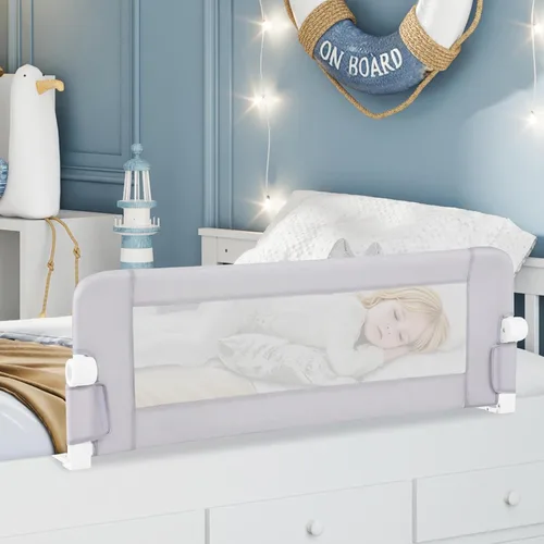 Vista 2 de BABY JOY - Barandillas de cama para niños pequeños, extralargas, protector de cama de seguridad abatible para cuna convertible, barandilla plegable
