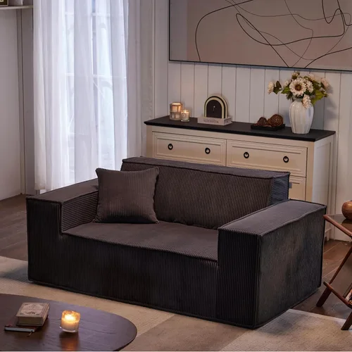Vista 10 de SUYOLS Sofá nube de pana con almohada, espuma viscoelástica de alta calidad, no requiere montaje, sofá de asiento profundo en caja, silla que ahorra