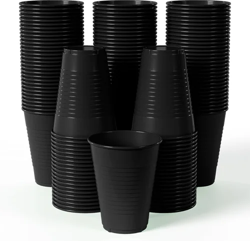 Vista 9 de Party Solids Vasos de plástico negros - 12 onzas, paquete de 100
