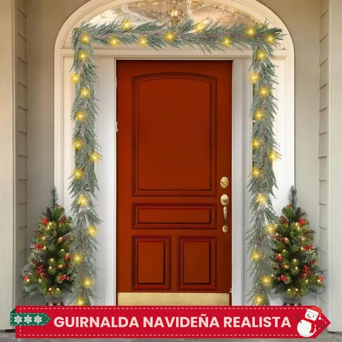 Vista 3 de Guirnalda de Navidad de 6 pies con luces, 30 luces cálidas con 8 modos