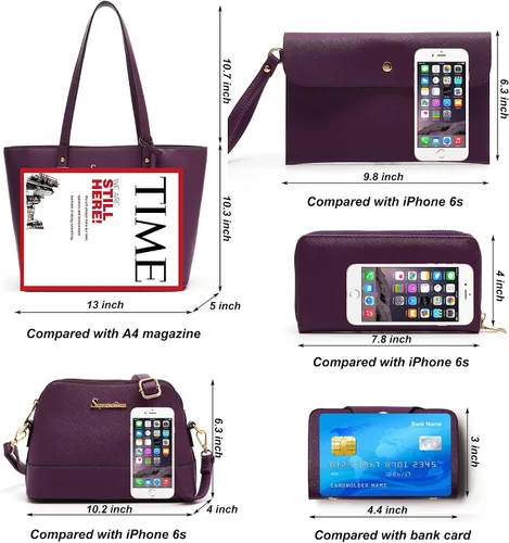 Vista 4 de Soperwillton - Juego de bolsas para mujer a la moda, 5