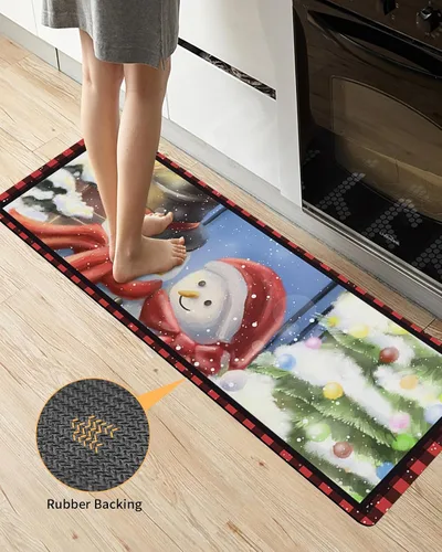 Vista 3 de Tapete de baño de muñeco de nieve de Navidad para bañera, tapete antideslizante de secado rápido y absorbente, tierra de diatomeas, fregadero