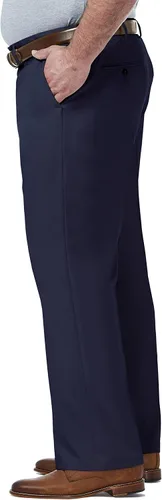 Vista 2 de Haggar Pantalón para hombre de gama alta, ajuste clásico, parte delantera plana, oculto, cómodo, con pretina, tallas regulares y grandes y altas