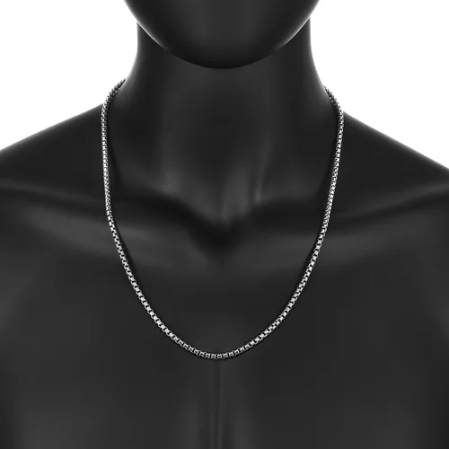 Vista 5 de The Bling Factory 3.5mm Solid .925 Sterling Silver Square Box Chain Necklace