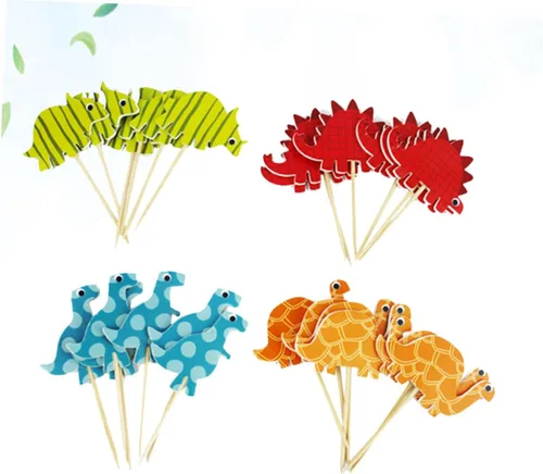 Vista 8 de 96pcs Dinosaur Cake Toppers Birthday Cake Decorations Inserted Cards for Party Supplies
