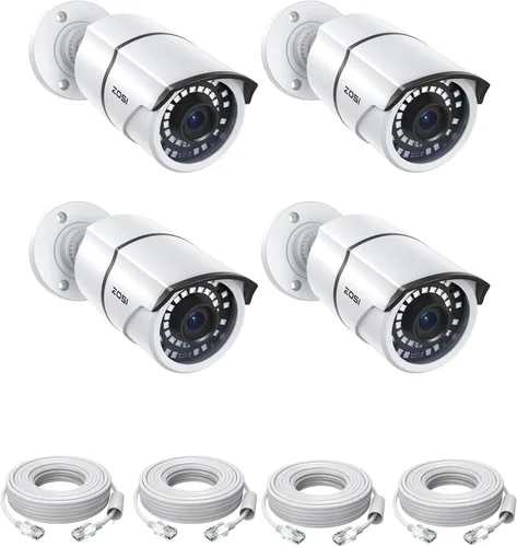 Vista 10 de ZOSI Paquete de 2 cámaras de seguridad PoE complementarias de 5MP con cables Ethernet, visión nocturna de 120 pies, IP66 resistente a la intemperie