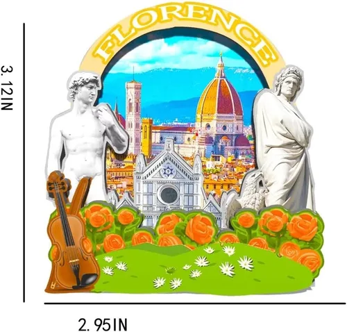 Vista 3 de Imán de Italia Florencia para nevera de madera 3D Monumentos de viaje coleccionables, recuerdos, decoración hecha a mano -111