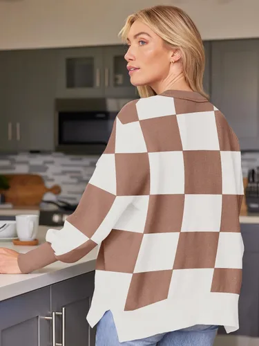 Vista 233 de Lillusory - Suéter extragrande con mangas de murciélago y cuello redondo para mujer, prenda moderna de otoño de tejido de punto sin botones