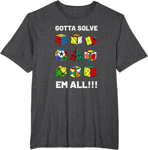Vista 82 de Competitive Puzzle Cube Gotta Solve Em All Speed Cubing T-Shirt Asphalt Grey