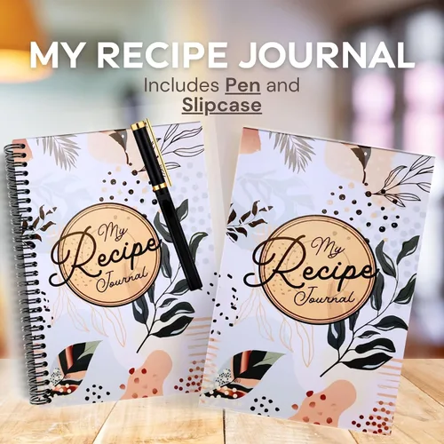 Vista 2 de Performore Diario de recetas encuadernado en espiral, 100 páginas en blanco, tamaño carta de 8.5 x 11 pulgadas, incluye bolígrafo y funda, crea tu