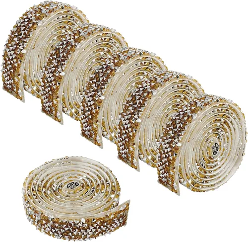 Vista 8 de 6 Rollos de Cinta Adhesiva con Diamantes de Imitación para Manualidades, Rollo de Cinta con Cristales para Decoración de Automóviles y Teléfonos