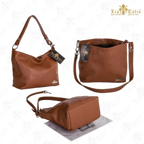 Vista 5 de LiaTalia Bolso Hobo de cuero italiano genuino para mujer bolso de mano de correa larga ajustable EMMY
