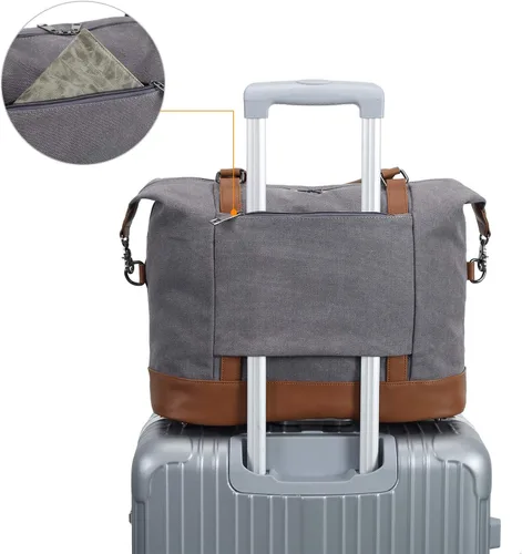 Vista 12 de BLUBOON Bolsas de viaje con cremallera, bolsa de lona para mujer, bolsa de fin de semana para mujer, bolsa de lona para llevar en la bolsa de lona