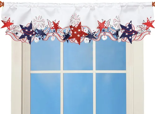 Vista 15 de Cenefa de Cortina de Ventana de Cocina con Bolsillo para Barra Bordada de Bastón de Caramelo de Navidad y Fiestas A 58 × L 14 Pulgadas