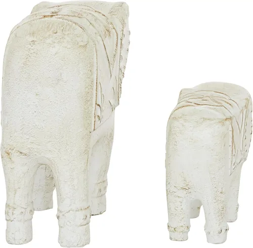 Vista 3 de Deco 79 Escultura decorativa de elefante de cerámica para decoración del hogar, juego de 2 figuras decorativas de 9 pulgadas, 13 pulgadas de ancho