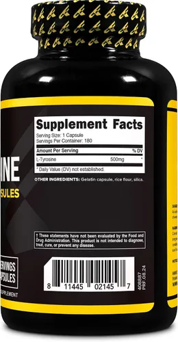 Vista 4 de Primaforce Cápsulas de L-tirosina 180 cápsulas, 500 mg por porción