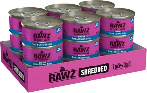 Vista 2 de Rawz Natural Premium - Alimento húmedo enlatado triturado para gatos, sin granos, hecho con ingredientes de carne reales, sin BPA ni encías, latas