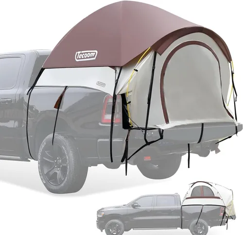 Vista 11 de Tecoom Truck Bed Tent, Double Layer Waterproof PU3000mm for 5.5-6.7ft, Portable 2/3 Person Compact Full Size Pickup with Rain Fly for Back of