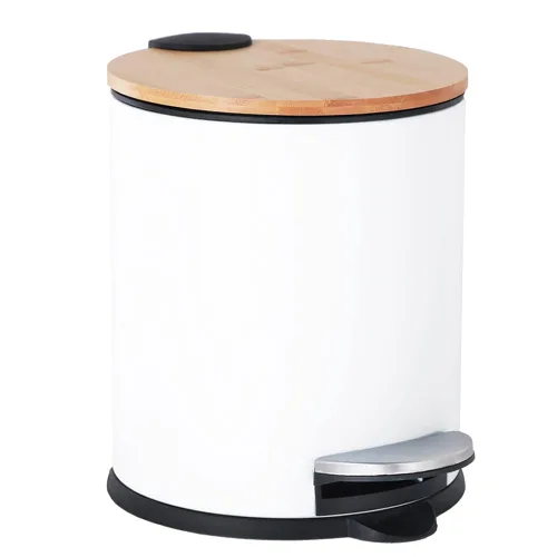 Vista 8 de SIDIANBAN Bote de basura pequeño para baño con tapa de bambú, 1.3 galones/5 litros, negro, hierro