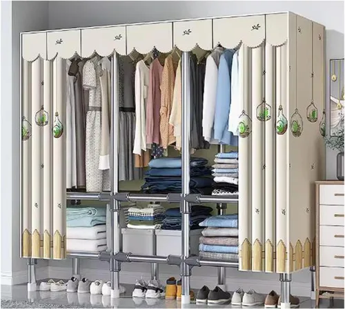 Vista 20 de large closets Assemble Wardrobe Closet Rugged Metal Frame Wardrobe Rack with Thick Cloth Cover Armoire Wardrobe Closet with Hanging Rods Space-saving