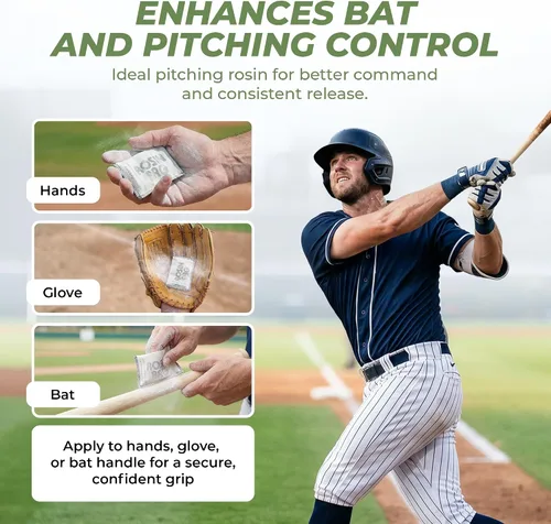 Vista 3 de Hot Glove Bolsa de colofonia – Polvo de agarre de béisbol y sóftbol – Agarre profesional de mano seca para lanzadores y bateadores – colofonia