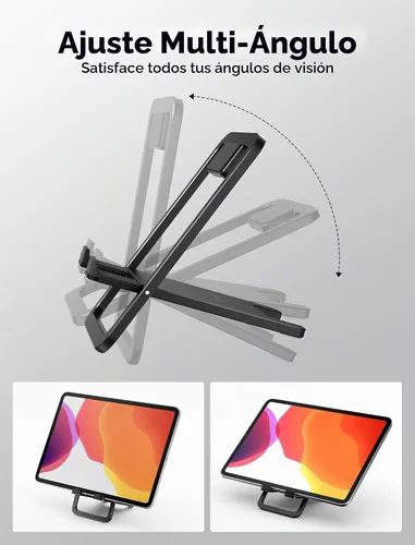 Vista 6 de JSAUX Soporte universal para tableta, soporte ajustable plegable y plano, negro Easy to Carry, Stable Alloy Build, Non-Slip Pads, Adjustable