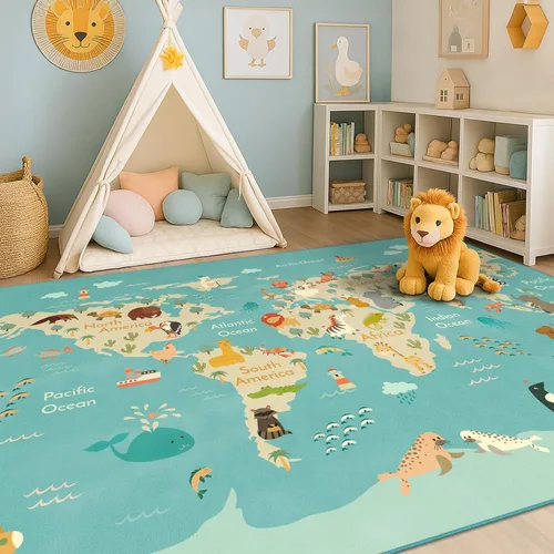 Vista 10 de Alfombra preescolar del alfabeto de 3 x 5 para niños pequeños, alfombra de juego ABC suave para el aprendizaje del bebé, alfombra educativa