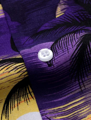 Vista 5 de Alimens & Gentle Camisa hawaiana casual de manga corta de algodón de ajuste regular para hombre