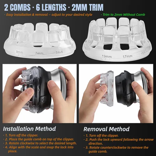 Vista 3 de Cortapelos para hombres, kit de corte de pelo eléctrico inalámbrico, profesional, impermeable, automático, recortador de pelo circular con pantalla