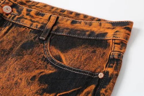 Vista 3 de utcoco Jeans clásicos de mezclilla para hombre, corte ajustado, cintura media, pierna recta, rasgados, desgastados, con parches de mezclilla clásicos