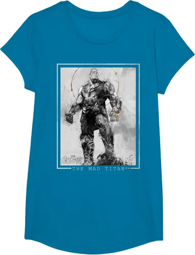 Vista 39 de Marvel Avengers Infinity War Thanos Sketch Graphic Camiseta Negro
