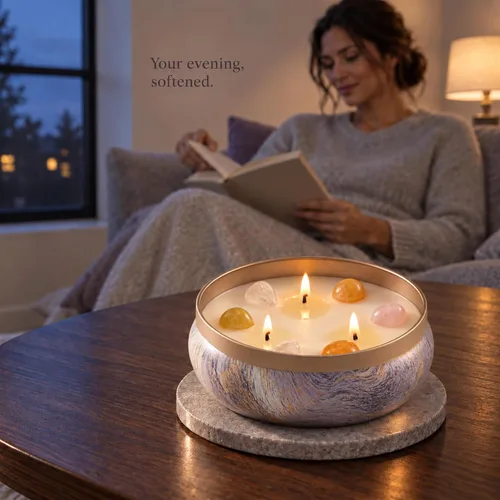 Vista 4 de Vanilla & Amber 3-Wick Crystal Candle, 14 oz, Gift Box Gold-Vanilla & Amber