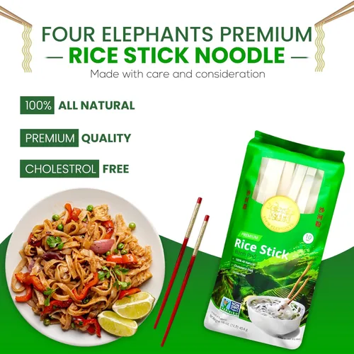Vista 5 de Fideos de arroz de 0.394 pulgadas (auténtico), paquete de 3 (3 libras), 1 libra, 16.01 oz por paquete, uso para Pad Thai y Pho, instrucciones
