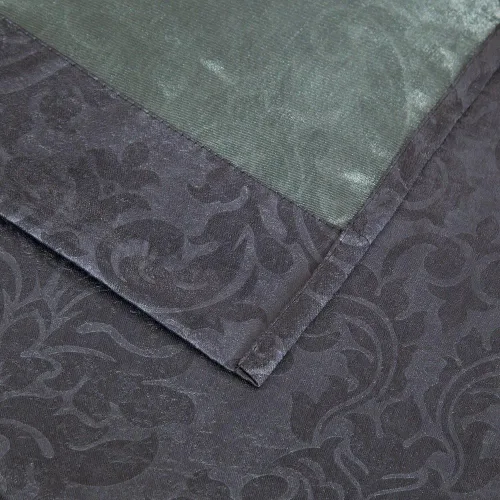 Vista 5 de Warm Home Designs 1 par (2 paneles) de cortinas opacas de carbón gris con patrón de flores de damasco texturizado en relieve. Cada panel de cortina