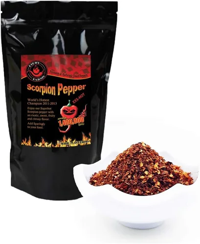 Vista 2 de Pimiento trinidad escorpión seco, picante, difícil de encontrar, edición limitada de la pimienta más caliente en el mundo, 1.4 millones shu