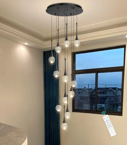Vista 24 de Lámparas colgantes modernas para isla de cocina, LED, regulable, cristal glamuroso, iluminación colgante de techo para comedor, pasillo, dormitorio