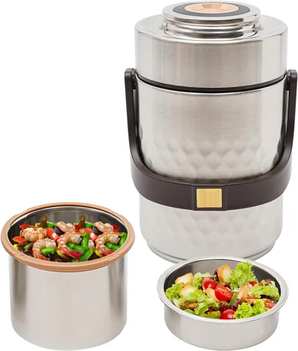 Vista 11 de LOYALHEARTDY Termo de 67 onzas para comida caliente, tarro térmico de alimentos con aislamiento de 3 capas sellado, recipientes de sopa apilables