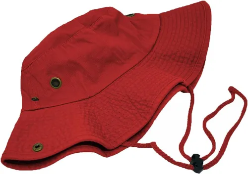 Vista 4 de Glory Max Sombrero de pescador de algodón lavado con correa de barbilla gorra de pesca Sun Safari Boonie Rojo