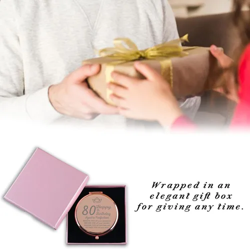 Vista 4 de Best Gifts for 80 Year Old Woman Rose Gold Compact Cute for Purse Travel Folding Hand Mirror for Grandma Wife Teacher Best Friend BFF