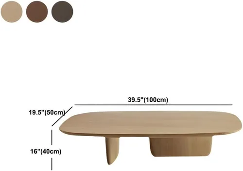 Vista 2 de Mesa de café rectangular de madera rústica, mesa de cóctel rectangular de madera con 2 patas, casa de campo simple y moderna para sala de estar Negro
