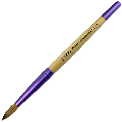 Vista 15 de PANA Pure Kolinsky Cepillo de uñas acrílico con mango de madera - forma redonda
