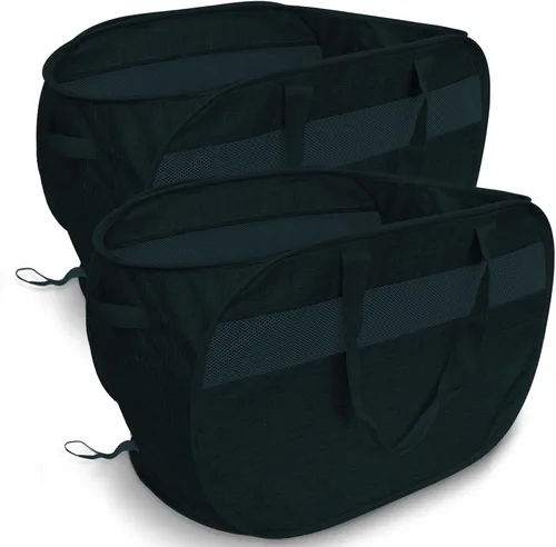 Vista 15 de Cesta de lavandería plegable mejorada de 100 L, cesta de lavandería desplegable de malla extragrande, cesta de ropa sucia con asas largas, cestas