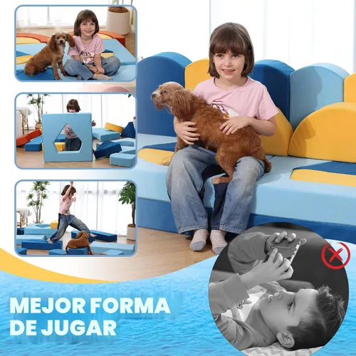 Vista 8 de Erament Sofá de Juego Modular para Niños de 22 Piezas para Niños Pequeños - Sofá Cama para Niños para Sala de Juegos, Muebles Convertibles
