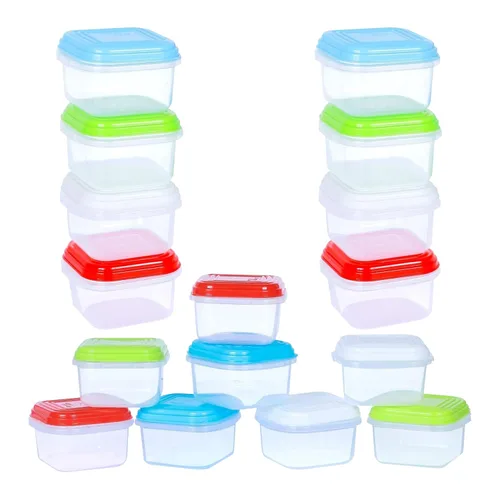 Vista 12 de Paquete de 8 recipientes de comida para bebés de 4 onzas con tapas, tarros de plástico reutilizables para aperitivos, puré y aderezos de ensaladas