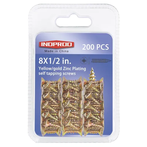 Vista 11 de Tornillos para madera #10 × 3/4", cabeza plana Phillips avellanada, acero con revestimiento de zinc amarillo, tornillos autorroscantes de alta