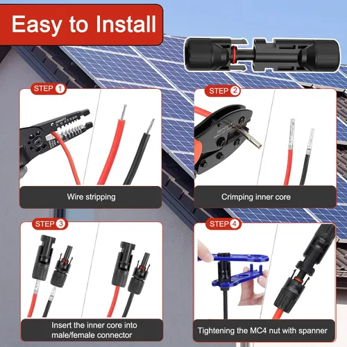 Vista 7 de Kit de herramientas de crimpadora solar, conectores de cable solar para cable de panel solar de 14-10 AWG, montaje e instalación de crimpado