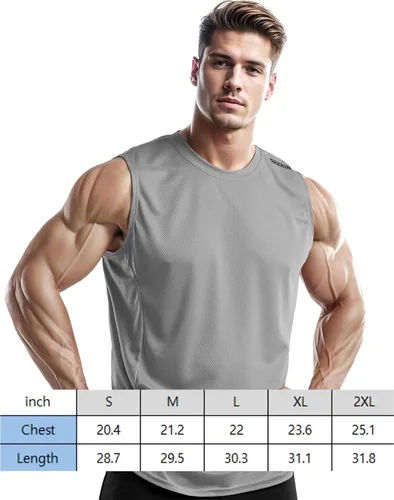 Vista 8 de DRSKIN Paquete de 4, 3 y 1 camisetas sin mangas para hombre, para entrenamiento, atlético, malla muscular, ajuste seco, gimnasio, entrenamiento