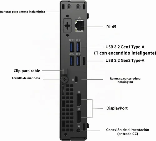 Vista 4 de Dell OptiPlex 3080 - Escritorio empresarial con factor de forma micro 2021, Intel Core i5-10500T, RAM DDR4 de 16 GB, SSD de 512 GB, WiFi, HDMI