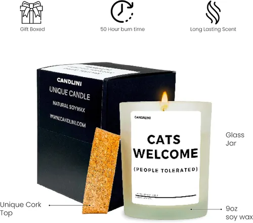 Vista 4 de Caja de regalo de vela Cat Mom Vela de cera de soja perfumada de vainilla Perfecto para cumpleaños o aniversario de mujeres